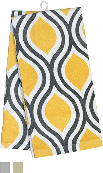 HOTEL Tear Kitchen Towel (2 Pack), Yellow/Grey