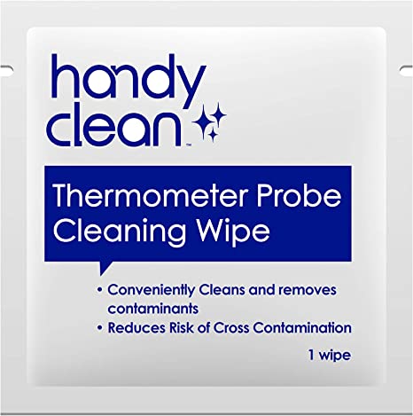 HandyClean Thermometer And Probe Cleaning Wipes 70% Isopropyl Alcohol Pack of 1000ct Individual Towelette Size 2x1” Packets Perfect For Restaurants, Cafeterias, Hospitals, Clinics, Schools