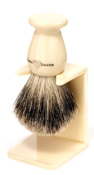 Edwin Jagger Best Badger Shaving Brush With Drip Stand, Imitation Ivory, Medium