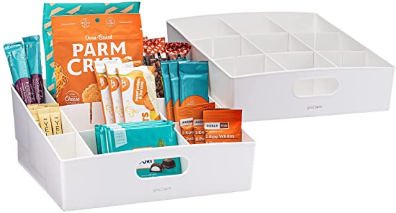 YouCopia Kitchen Cabinet Pantry ShelfBin Packet & Snack Bin Organizer, 2-Pack, Large, White