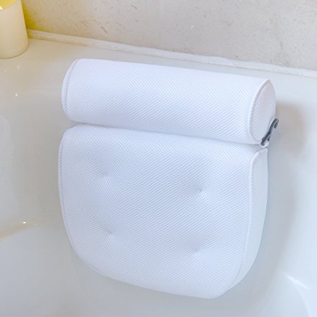 Bath Pillow Bathtub Spa Pillow, Non-slip 6 Large Suction Cups, Extra Thick for Perfect Head, Neck, Back and Shoulder Support by Idle Hippo, Fits All Hot Tub, Whirlpool, Jacuzzi & Standard Tubs
