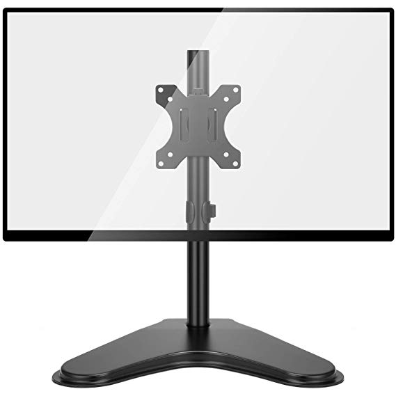 HUANUO Single LCD Monitor Stand, 2020 Upgraded Free Standing VESA Desk Mount fits One Screen up to 32 inches,17.6 lbs. Adjustable Height, Tilt, Swivel, Rotation