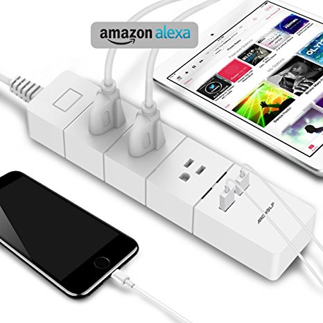 Alexa-Enabled Ardwolf C158 Wi-Fi Smart Power Strip Surge Protector, 3-Outlet 2-USB[Separate Control] with 6-Foot Cord, Remote Control