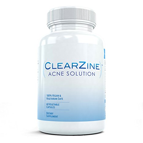 Clearzine - The Top Rated All Natural Acne Pill. Eliminates Acne, Blackheads, Redness, Blotchiness and Zits - 60 Capsules