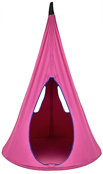 Sorbus Kids Nest Swing Chair Nook – Hanging Seat Hammock for Indoor Outdoor Use – Great for Children, All Accessories Included (40 Inch, Nest Pink)