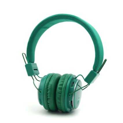 GranVela® Q8 Lightweight Foldable Wireless Bluetooth On-Ear Headphones with Microphone, Micro SD Card Player, FM Radio and 3.5mm Detachable Cable Stereo Headset - Deep Green