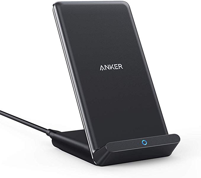 Anker Wireless Charger, 10W Max PowerWave Stand Upgraded, Qi-Certified, 7.5W for iPhone 11, 11 Pro, 11 Pro Max, XR, Xs Max, XS, X, 8, 8 Plus, 10W for Galaxy S10 S9 S8, Note 10 Note 9 (No AC Adapter)