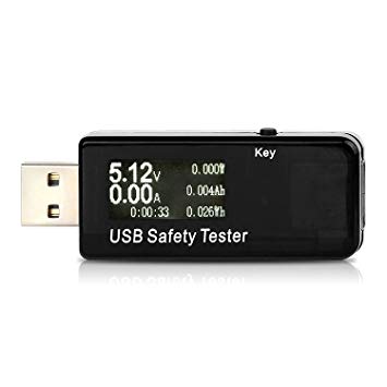 AMANKA USB Digital Power Meter Tester Multimeter Current and Voltage Monitor, DC 5.1A 30V Amp Voltage Power Meter, Test Speed of Chargers, Cables, Capacity of Power Banks-Black