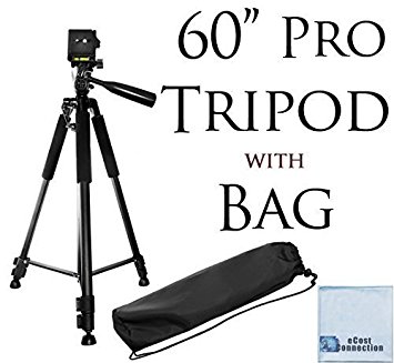 60" Pro Series Professional Camera Tripod for Canon, Nikon, Sony, Samsung, Olympus, Panasonic & Pentax   eCost Microfiber Cloth
