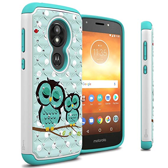 Moto E5 Play Case, Moto E5 Cruise Case, CoverON Aurora Series Protective Hybrid Phone Cover with Rhinestone Diamond Bling for Motorola Moto E5 Play/Moto E5 Cruise - Owl