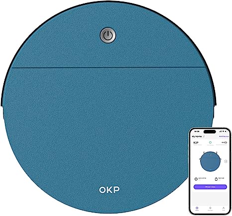 OKP K3P Robot Vacuum Cleaner 3000Pa Suction Power 150Mins Runtime Quiet Vacuum Cleaner for Pet Hair Hard Floor and Carpet,Blue