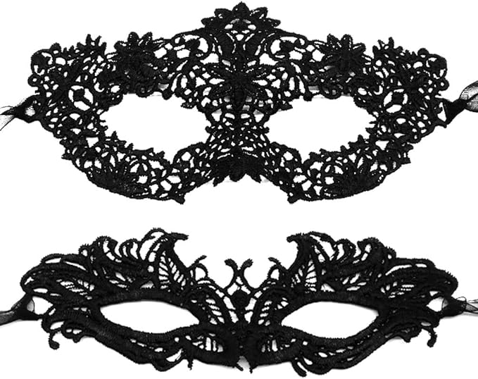 Pretishows Masquerade Mask for Women Black Lace Mask for Masquerade Ball, Halloween Party