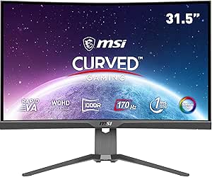 MSI MAG 325CQRF-QD 32 Inch WQHD Curved Gaming Monitor - 1000R 2560 x 1440 Rapid VA , Quantum Dot Panel, 170Hz / 1ms GTG, AMD FreeSync Premium, HDR Ready, DisplayHDR 400 - DP 1.2a, USB Type-C/HDMI