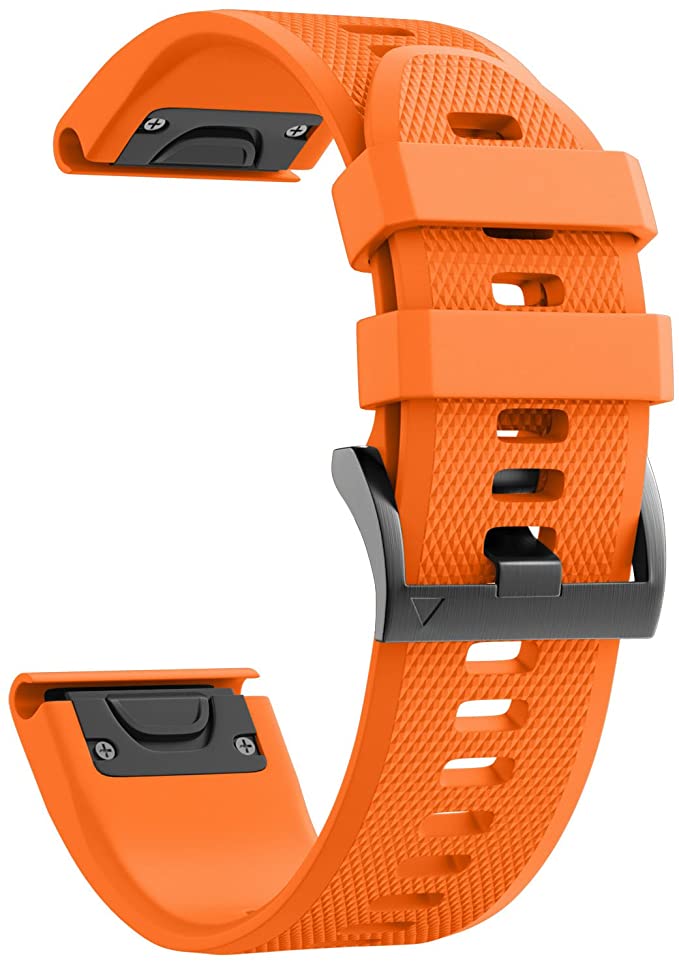 ANCOOL Garmin Fenix 5X Band Easy Fit 26mm Width Soft Silicone Watch Strap for Garmin Fenix 5X/Fenix 3/Fenix 3 HR (Orange)