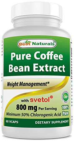 Best Naturals, 100% Pure Green Coffee Bean Extract with Svetol 400 Mg per vcap (800 mg/serving) - 60 Vegetarian Capsules