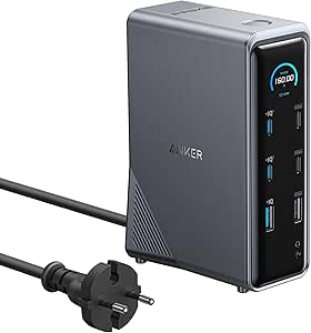 Anker Prime Dockingstation, 14-Port mit 160W Max. Leistung, 10Gbit/s schnelle Datenübertragung, smartes Interface in Echtzeit, Audio und Ethernet Ports, Dual 4K Displays für Dell, MacBook und mehr