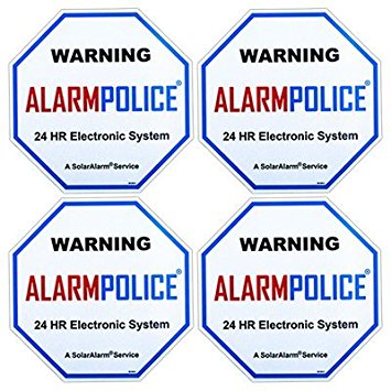 PoliceAlert™ SIGNS DECALS - 4 Pack Commercial & Home 4" x 4" Security, Surveillance Video CCTV Warning! Deterrence Decals (Back Adhesive)