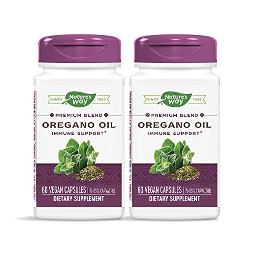 Nature's Way Oregano Oil 75-85% Carvacrol per Capsule, Vegetarian, 60 Vegetarian Capsules, Pack of 2