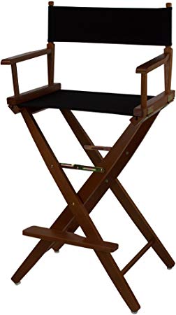 American Trails Extra-Wide Premium 30" Director's Chair Mission Oak Frame with Black Canvas, Bar Height