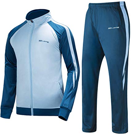 Men's Outdoor 2 Piece Jacket Pants Track Suit Sport Sweat Suit Set