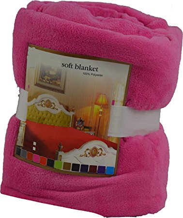 Mk Collection Micro Fleece Plush Solid Blanket Solid Colors (50x60, Hot pink)
