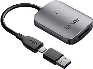 Lexar RW515 CFexpress Type A Card Reader, Up to 900MB/s, USB 3.2 Gen 2 Memory Card Reader for CFe Type A Card, CF Card Reader Includes USB-C Cable/USB-C to USB-A Adapter (LRW515U-RNHNG)