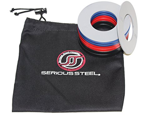 Serious Steel Fitness Olympic Fractional Plates w/ Bag | 5 lb. Set: Gray 1/4 lb. Pair, Blue 1/2 lb. Pair, Red 3/4 lb. Pair & Black 1 lb. Pair | Designed for 2" Olympic Barbells