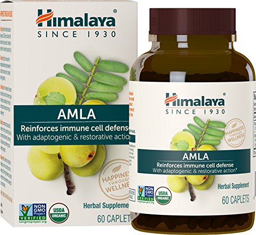 Himalaya Organic Amla, Natural Immune Support and Anti-Oxidant, 60 Caplets, 600 mg, 1 Month Supply (1PACK)