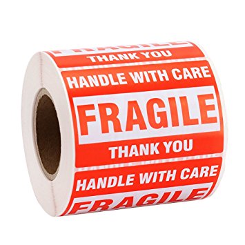 MFLABEL 1 Roll Fragile Tapes - 2"x3" Handle With Care Stickers - 500/ Roll Thank You Shipping Labels