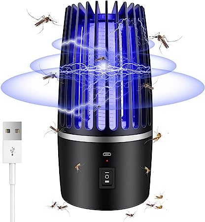 Lámpara Antimosquitos Eléctrico, 2 en 1 Mata Mosquitos Electrico, USB Recargable UV Mosquito Lámpara Trampa para Insectos, Moscas, Polillas, para Interiores y Exteriores