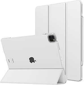 MoKo for iPad Air 13 Inch Case 2024/ iPad Pro 12.9 Case (6th/5th Gen 2022/2021), Slim Smart Shell Translucent Frosted Hard PC Back Cover, Support Touch ID & Pencil Pro/2nd/USB-C, White