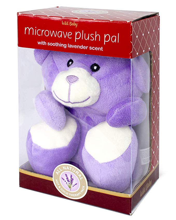 WILD BABY Microwave Plush Pal - Cozy Heatable Stuffed Animal with Lavender Scent, 10” Purple Bear