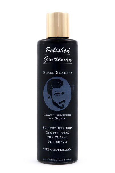 Polished Gentleman Beard Growth and Thickening Shampoo - With Organic Beard Oil - For Best Beard Look - For Facial Hair Growth - Beard Softener for Grooming - 8oz Respectable Beard