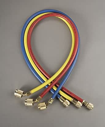 Yellow Jacket Manifold Hose Set, 72 in, Red, Yellow, Blue