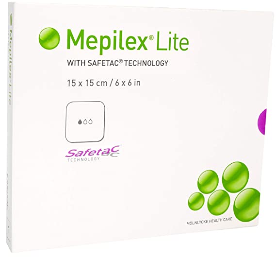 Mepilex Lite Silicone Foam Dressing (6x6'') (Box of 5)''