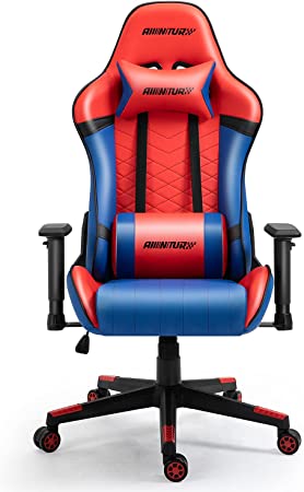 Gaming Chair Ergonomic Office Computer Chairs Racing Reclining Chairs for Adults Gamer High Back Support Adjustable Desk Chair (Red&Blue)