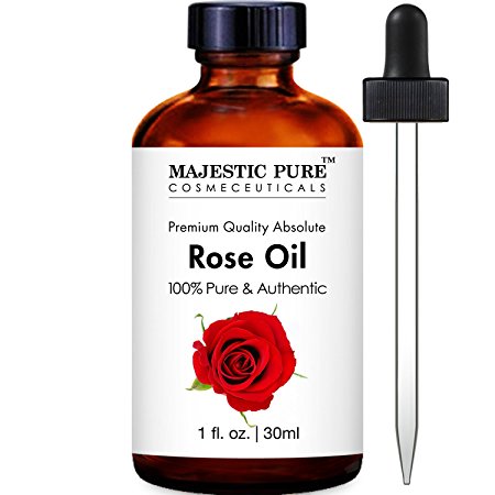 Majestic Pure Rose Oil Absolute, 100% Pure and Authentic Therapeutic Grade, 1 Fluid Ounce