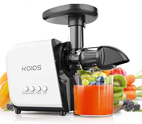 KOIOS Slow Masticating Juicer Extractor Machines ≤60 dB, Reverse Function & 7 Level Longer Spiral System, BPA-Free, Cold Press Juicer Machines with Brush, Creates High Nutrient Fruit and Veggies Juice