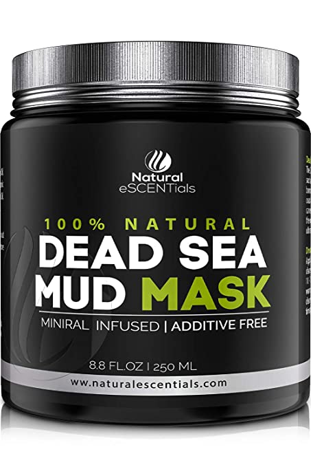 Dead Sea Mud Mask & Whole Body Skin Care Solution | Restore Elasticity Radiance & Minimize Pores | Refreshing Face Care Acne Mask for Problem Skin 8.8oz / 250 ml | by Natural Escentials
