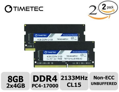 Timetec Hynix IC 8GB KIT (2x4GB) DDR4 2133MHz PC4-17000 Non ECC Unbuffered 1.2V CL15 1Rx8 Single Rank 260 Pin SODIMM Laptop Notebook Computer Memory Ram Module Upgrade (8GB KIT (2x4GB))