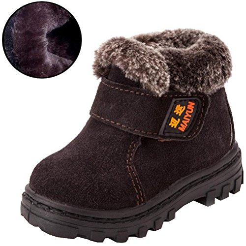 DADAWEN Boy's Girl's Classic Waterproof Suede Leather Snow Boots (Toddler/Little Kid/Big Kid)