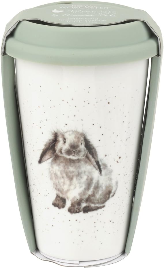 Portmeirion Home & Gifts WNLS78753-XW Wrendale Travel Mug (Rabbit), Bone China, Multi Coloured, 16.5 x 16.5 x 15 cm, 310 milliliters