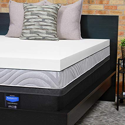 Sealy Essentials 3-Inch Firm Support Foam Mattress Topper Washable Cover, 5 YR Warranty, Queen