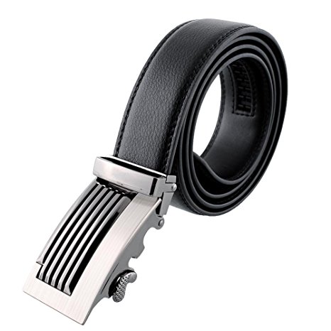 Men's Leather Belts Automatic,Removable Buckle freely trim 120cm Black
