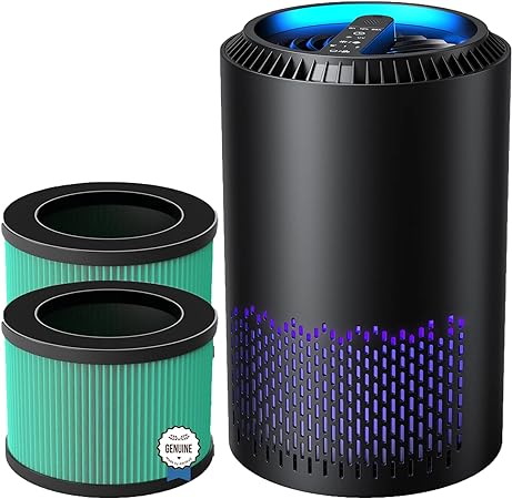 AROEVE Air Purifiers(Black) for Home with Three H13 HEPA Air Filter(One Basic Version & Two Pet Dander Version) For Smoke Pollen Dander Hair Smell In Bedroom Office Living Room and Kitchen