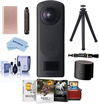 Ricoh Theta Z1 360 Degree Spherical Panorama Camera, Black - Bundle Extension Adapter TE-1, FotoPro UFO 2 Flexible Tripod, TL-2 Lens Protector, Orbit Powerbank Charger, and More