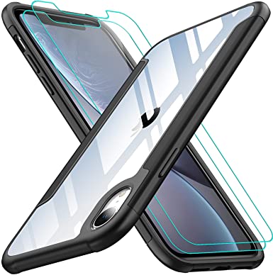 AEDILYS Shockproof Compatible for iPhone XR Cases with [2X Screen Protector] [15FT Military Grade Drop Protection] [Scratch-Resistant], Slim Non-Slip iPhone XR Phone Case, (6.1'')- Black