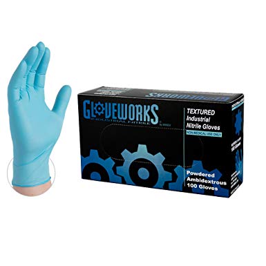 GLOVEWORKS Industrial Blue Nitrile Gloves - 5 mil, Latex Free, Powdered, Disposable, XXLarge, IN49100-BX, Box of 100