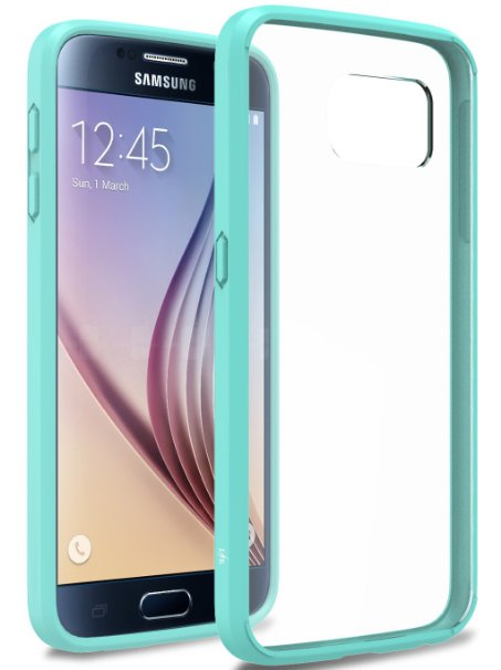 S6 Case, LK [Crystal Clear] [Air Hybrid] Shock Absorbing Anti Scratch Ultra Slim Bumper Case Cover for Samsung Galaxy S6 - Mint