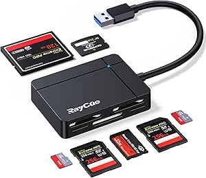 RayCue USB 3.0 Multi Card Reader, SD/TF/CF/XD/MS 7 in 1 Memory Card Reader/Adapter/Hub for SD SDXC SDHC CF TF XD Micro SD Micro SDXC Micro SDHC MS MMC UHS-I Cards for Windows/Mac/Linux/Chrome OS